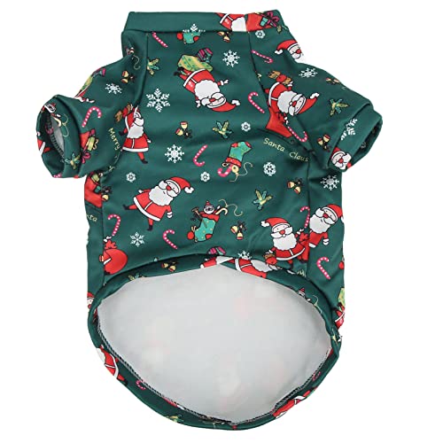 ENTHUSRI Haustier-Pullover lustige Flauschige grüne Weihnachtsmann-Kostüme Weihnachtskleidung für Hunde und Katzen(M) von ENTHUSRI