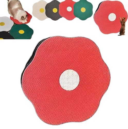 Flower Scratching Pad for Cats On Wall, Cuddle Meow Flower Pad, Cat Wall Scratcher Corrugated Cardboard, Cat Scratching Board Scratch Pad with Suction Cup (40cm * 37cm,Red) von ENVGSOMP