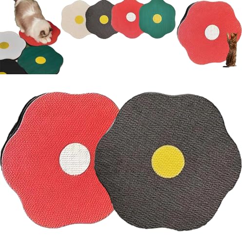 Flower Scratching Pad for Cats On Wall, Cuddle Meow Flower Pad, Cat Wall Scratcher Corrugated Cardboard, Cat Scratching Board Scratch Pad with Suction Cup (40cm * 37cm,Red+Black) von ENVGSOMP