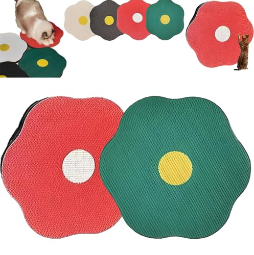 Flower Scratching Pad for Cats On Wall, Cuddle Meow Flower Pad, Cat Wall Scratcher Corrugated Cardboard, Cat Scratching Board Scratch Pad with Suction Cup (40cm * 37cm,Red+Green) von ENVGSOMP
