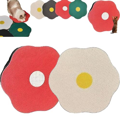Flower Scratching Pad for Cats On Wall, Cuddle Meow Flower Pad, Cat Wall Scratcher Corrugated Cardboard, Cat Scratching Board Scratch Pad with Suction Cup (40cm * 37cm,Red+White) von ENVGSOMP
