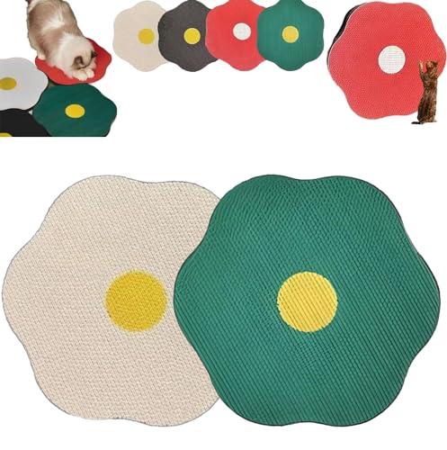 Flower Scratching Pad for Cats On Wall, Cuddle Meow Flower Pad, Cat Wall Scratcher Corrugated Cardboard, Cat Scratching Board Scratch Pad with Suction Cup (40cm * 37cm,White+Green) von ENVGSOMP