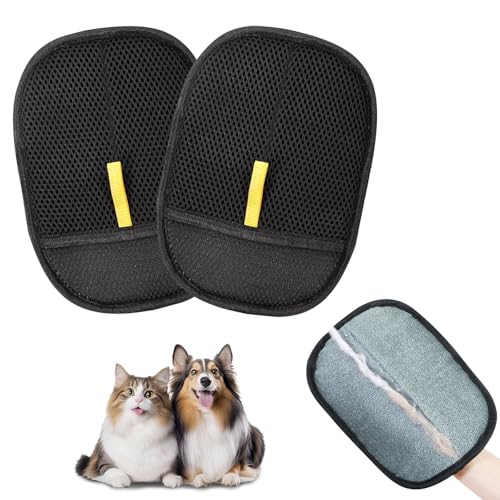 EOAMGO Fellmagnet Handschuh, Wiederverwendbarer Pet Hair Remover & Tierhaarentferner für Hunde und Katzen, Fell Magnet Handschuh zum Entfernen von Tierhaaren auf Kleidung, Sofa (Schwarz) von EOAMGO