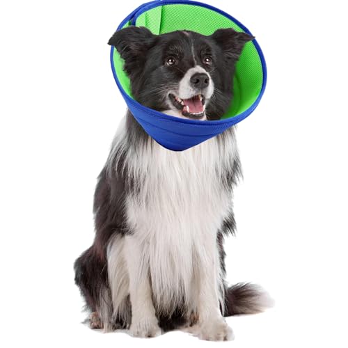 Hundehalsband, Hundekegel nach Operationen, weich, Buster-Halsbänder für Hunde, weicher Hundekegel (Blau + Grün, M) von EOAMGO