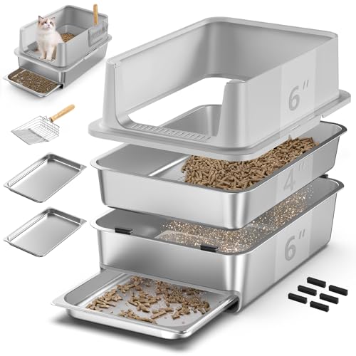50,9 x 40,6 x 30,5 cm Siebtoilette mit 2 Schubladen, Edelstahl-Schublade, mit 15,2 cm Deckel und Metallschaufel, XL-Katzentoilette, Geruchskontrolle und spart saubere Zeit, passend für die meisten 50,9 x 40,6 x 30,5 cm Siebtoilette mit 2 Schubladen, Edelstahl-Schublade, mit 15,2 cm Deckel und Metallschaufel, XL-Katzentoilette, Geruchskontrolle und spart saubere Zeit, passend für die meisten von EODO