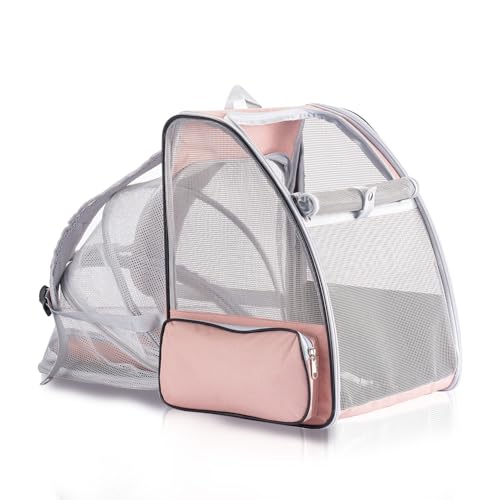 Haustier-Tragerucksack für kleine Hunde und Katzen bis zu 8,2 kg, erweiterbar, faltbar (Rosa) von EOEDPET