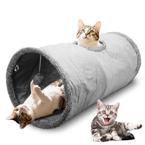 Faltbarer Katzentunnel mit Hängendem Plüsch-Spielball, Raschelnder Tunnel für Katzen und Kaninchen Tunnel, Robustes und Pflegeleichtes Katzenspielzeug, Grau, 65x29 cm, Mikrofaser-Suede Faltbarer Katzentunnel mit Hängendem Plüsch-Spielball, Raschelnder Tunnel für Katzen und Kaninchen Tunnel, Robustes und Pflegeleichtes Katzenspielzeug, Grau, 65x29 cm, Mikrofaser-Suede von EOJDDPA