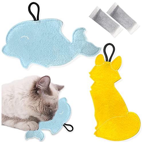 EONAZE Premium Katzenminze Spielzeug Katzenspielzeug Set Katzenkissen Katzenminze Schmusekissen Duftkissen Katzen Kissen für Katzen mit getrockneter Katzenminze, Catnip Spielzeug Katze (Wal und Fuchs) EONAZE Premium Katzenminze Spielzeug Katzenspielzeug Set Katzenkissen Katzenminze Schmusekissen Duftkissen Katzen Kissen für Katzen mit getrockneter Katzenminze, Catnip Spielzeug Katze (Wal und Fuchs) von EONAZE