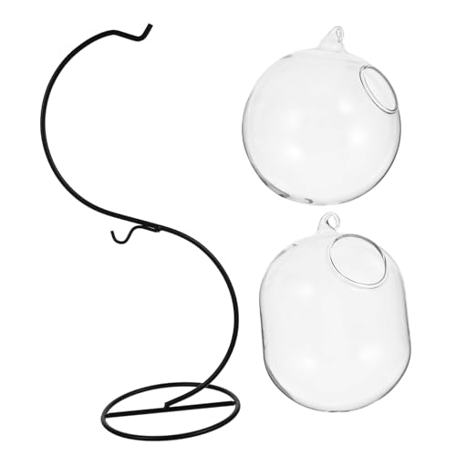 EPIGEIST Hängendes Glas-Aquarium mit Doppellagigem Eisenständer Runde Vase und Mittlerer Wintermelone Multifunktionale Desktop-deko für Pflanzen und Fische Kreative von EPIGEIST
