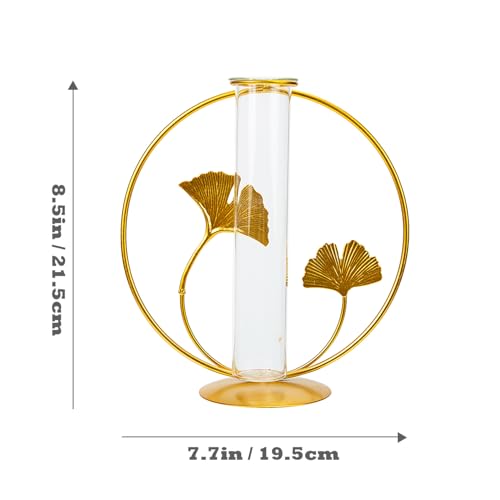 EPIGEIST Hydroponische Glasvase Metall Ginkgo Dekor Pflanzrohr Tischdeko Hydroponik Test Tube Pflanzhalter für Zimmer Pflanzen Wohnzimmer Büro EPIGEIST Hydroponische Glasvase Metall Ginkgo Dekor Pflanzrohr Tischdeko Hydroponik Test Tube Pflanzhalter für Zimmer Pflanzen Wohnzimmer Büro von EPIGEIST