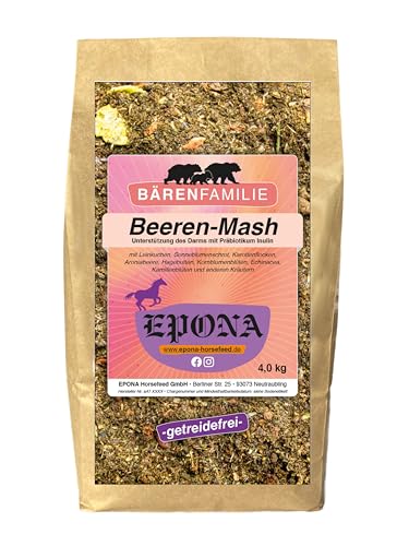 EPONA Getreidefreies Beeren-Mash, speziell für Pferde, mit Aroniabeere, Hagebutte - Stärke-/Zuckerreduziert, Melassefrei, Einstellung des Stoffwechsels und Immunsystems von EPONA