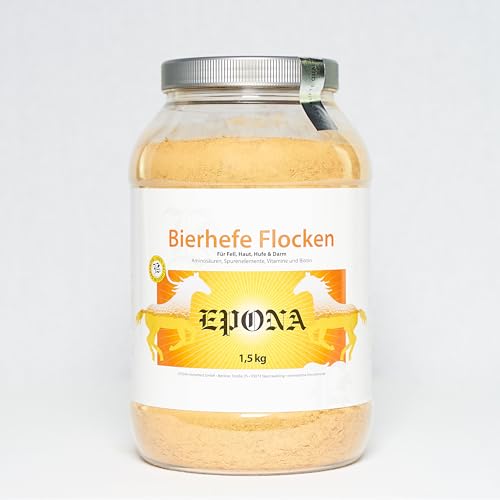 EPONA Bierhefe-Flocken, speziell für Pferde und Hunde, Eiweißreich mit Vitaminen- und Mineralstoffen für Verdauung, Haut, Fell, Hufe, Biotin für glattes und glänzendes Fell von EPONA