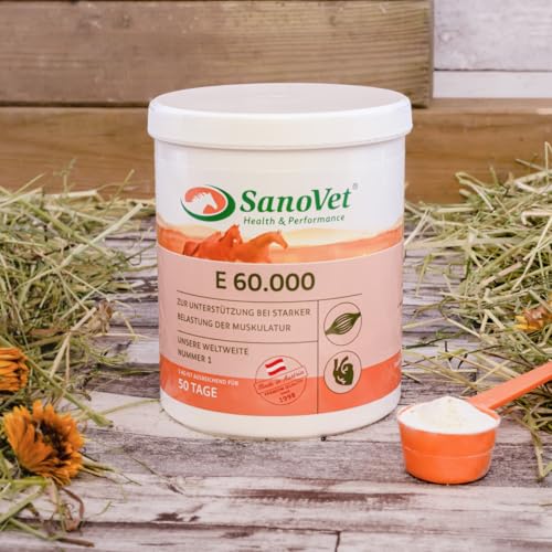 SanoVet E 60.000 - Vitamin E, Selen & Lysin für Muskelaufbau & -Regeneration - bei Verspannungen von EPONA