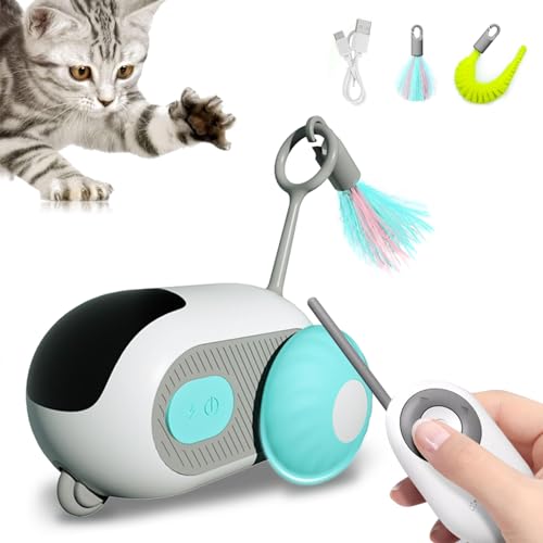 EPROICKS Interaktives Katzenspielzeug mit Fernbedienung, Intelligenter Katzenball mit 2 Modi, Intelligentes Elektrisches Mouse Haustierspielzeug, USB Wiederaufladbar, Geschenke für Katzen (Blau) von EPROICKS
