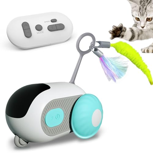 EPROICKS Interaktives Katzenspielzeug mit Fernbedienung, Intelligenter Katzenball mit 2 Modi, Intelligentes Elektrisches Mouse Haustierspielzeug, USB Wiederaufladbar, Geschenke für Katzen (Blau) von EPROICKS