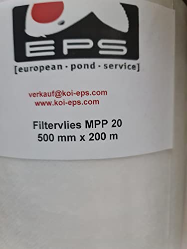 EPS European Pond Service Filtervlies für Aquarium und Teich 20 40 60 g/m² in weiß (20 gr. / 500 mm x 200 m) von EPS European Pond Service