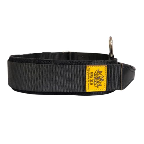 EQ K9 Taktisches Hundehalsband mit Griff, 2 Schichten, strapazierfähig, Militär-Hundehalsband mit D-Ring, verstellbare taktische Halsbänder für Hundetraining, Verkehr, Spazierengehen (Schwarz, M) von EQ K9 EXTRA QUALITY K9 TRAINING