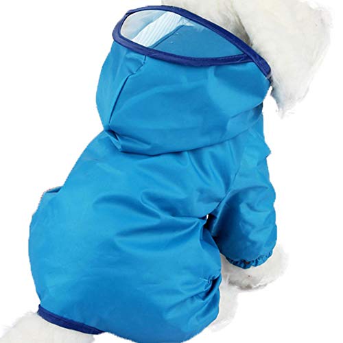 EQLEF Regenmantel Hund, Hundemantel wasserdicht, Hundewelpen wasserdichter Mantel Hund Pudel Haustier Mantel Blaue Regenkleidung von EQLEF