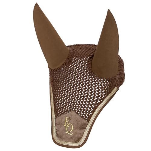 EQUESTRIAN QUEEN Pferdeohrenhaube – Handgehäkelte Fliegenhaube aus Baumwolle mit elastischen Ohren, stilvolles Design, waschbar, Größe Full - Riga 24AW (Braun, Full (Wamblut)) von EQUESTRIAN QUEEN