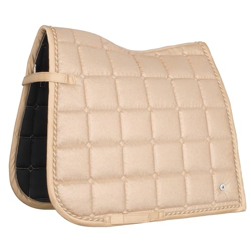 EQUESTRIAN QUEEN Schabracke, Anatomisch geformte Dressurschabracke mit Glitter Mesh, atmungsaktiv, mit Logo-Pin - Rotterdam 25SS (Beige, Dressur) von EQUESTRIAN QUEEN