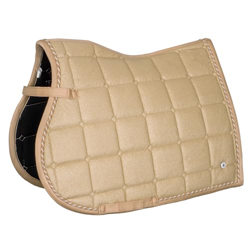 EQUESTRIAN QUEEN Schabracke, Anatomisch geformte Dressurschabracke mit Glitter Mesh, atmungsaktiv, mit Logo-Pin - Rotterdam 25SS (Beige, Vielseitigkeit) von EQUESTRIAN QUEEN