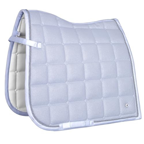 EQUESTRIAN QUEEN Schabracke, Anatomisch geformte Dressurschabracke mit Glitter Mesh, atmungsaktiv, mit Logo-Pin - Rotterdam 25SS (Weiß, Dressur) von EQUESTRIAN QUEEN