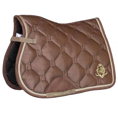 EQUESTRIAN QUEEN Schabracke – atmungsaktive & stoßdämpfende Satteldecke für Dressur & Vielseitigkeit – elegant gesteppt, pflegeleicht, Größe Full - Riga 24AW (Braun, Vielseitigkeit) von EQUESTRIAN QUEEN