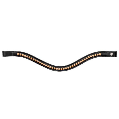 EQUESTRIAN QUEEN Stirnband Pferd/Pony Io Stirnriemen Glitzer (Schwarz/Gold, Vollblut) von EQUESTRIAN QUEEN