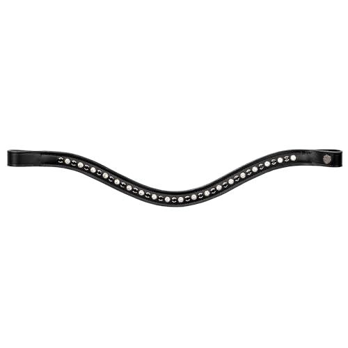 EQUESTRIAN QUEEN Stirnband Pferd/Pony Io Stirnriemen Glitzer (Schwarz/Schwarz/Silber, Pony) von EQUESTRIAN QUEEN