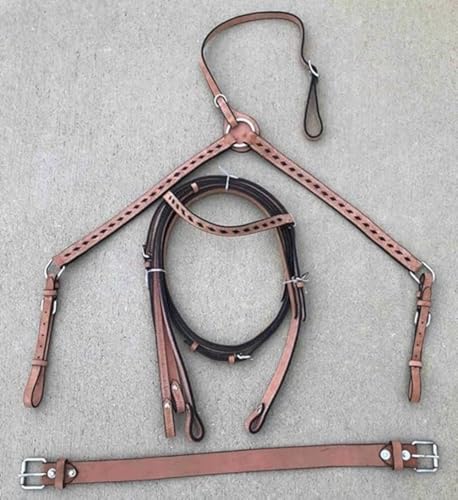 EQUIEMPRESS Western-Leder-Set mit handgefertigtem Kopfstück und Vorderzeug mit Zügeln. /Size-Full,Cob,Pony AZ-07 von EQUIEMPRESS