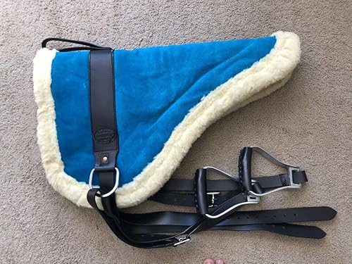 EQUIGEAR Bareback-Schabracke aus blauem Wildleder mit Steigbügeln und Steigbügeln für Pferde von EQUIGEAR