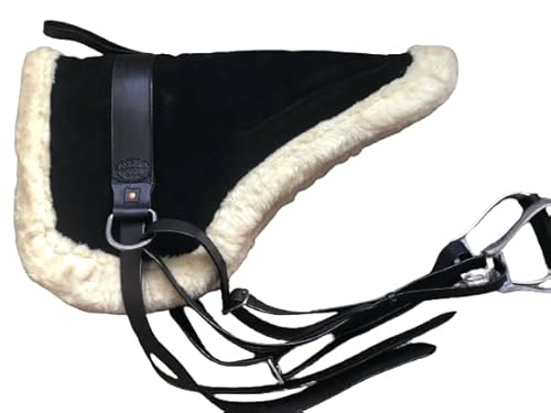 EQUIGEAR Western-Bareback-Schabracke aus schwarzem Wildleder mit Steigbügeln aus Leder und Steigbügeln von EQUIGEAR