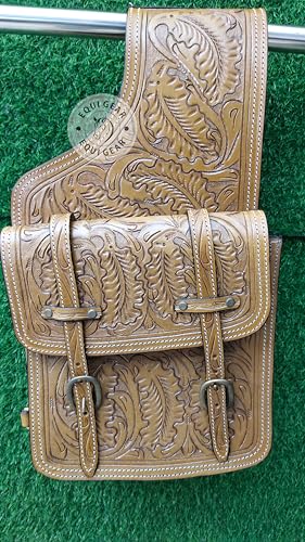 EQUIGEAR Western-Leder-Satteltasche für Pferde | Reitvergnügen Wanderritt geeignet für Reiten und Fassrennen | Satteltasche mit verstellbarem Riemen GRÖSSE: 10"X10"X3" A91 von EQUIGEAR