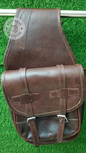 EQUIGEAR Western-Leder-Satteltasche für Pferde | Reitvergnügen Wanderritt geeignet für Reiten und Fassrennen | Satteltasche mit verstellbarem Riemen GRÖSSE: 10"X10"X3" A93 von EQUIGEAR