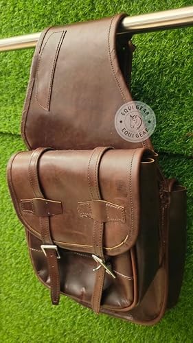 EQUIGEAR Western-Leder-Satteltasche für Pferde | Reitvergnügen Wanderritt geeignet für Reiten und Fassrennen | Satteltasche mit verstellbarem Riemen GRÖSSE: 10"X10"X3" A96 von EQUIGEAR