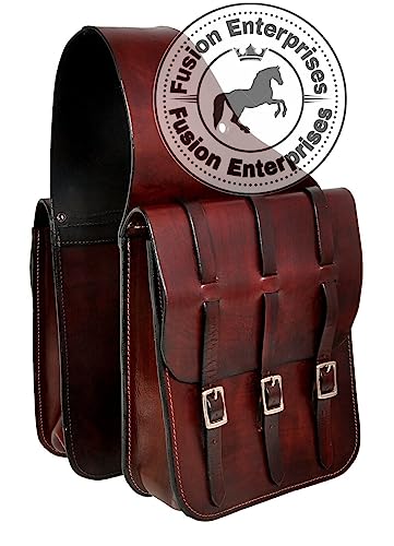 EQUIGEAR Western-Leder-Satteltasche für Pferde | Reitvergnügen Wanderritt geeignet für Reiten und Fassrennen | Satteltasche mit verstellbarem Riemen GRÖSSE: 10"X10"X3" AS-16 von EQUIGEAR