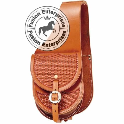 EQUIGEAR Western-Leder-Satteltasche für Pferde | Reitvergnügen Wanderritt geeignet für Reiten und Fassrennen | Satteltasche mit verstellbarem Riemen GRÖSSE: 10"X10"X3" AS-18 von EQUIGEAR