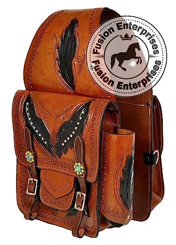 EQUIGEAR Western-Leder-Satteltasche für Pferde | Reitvergnügen Wanderritt geeignet für Reiten und Fassrennen | Satteltasche mit verstellbarem Riemen GRÖSSE: 10"X10"X3" AS-28 von EQUIGEAR