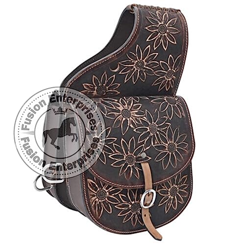 EQUIGEAR Western-Leder-Satteltasche für Pferde | Reitvergnügen Wanderritt geeignet für Reiten und Fassrennen | Satteltasche mit verstellbarem Riemen GRÖSSE: 10"X10"X3" AS-49 von EQUIGEAR