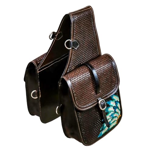 EQUIGEAR Western-Leder-Satteltasche für Pferde | Reitvergnügen Wanderritt geeignet für Reiten und Fassrennen | Satteltasche mit verstellbarem Riemen GRÖSSE: 10"X10"X3" AS-62 von EQUIGEAR