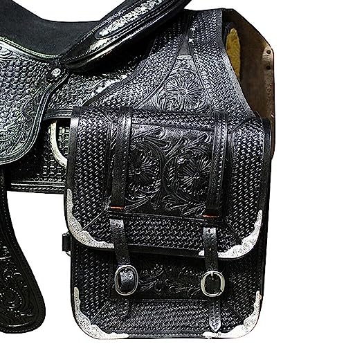 EQUIGEAR Western-Leder-Satteltasche für Pferde | Reitvergnügen Wanderritt geeignet für Reiten und Fassrennen | Satteltasche mit verstellbarem Riemen GRÖSSE: 10"X10"X3" AS-66 von EQUIGEAR