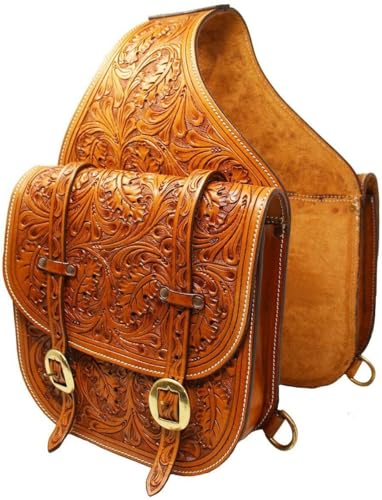 EQUIGEAR Western-Leder-Satteltasche für Pferde | Reitvergnügen Wanderritt geeignet für Reiten und Fassrennen | Satteltasche mit verstellbarem Riemen GRÖSSE: 10"X10"X3" AS-71 von EQUIGEAR