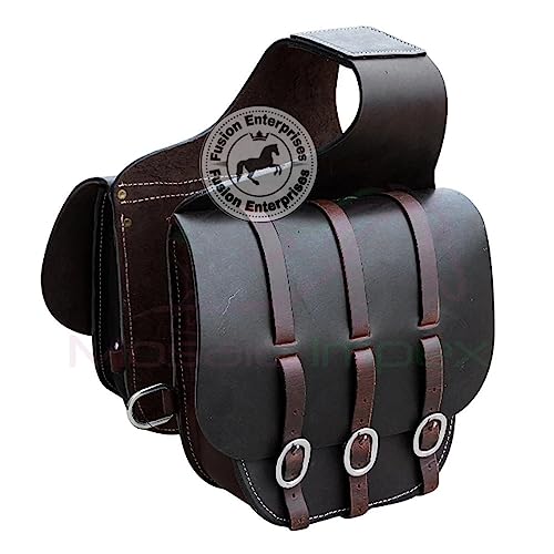 EQUIGEAR Western-Leder-Satteltasche für Pferde | Reitvergnügen Wanderritt geeignet für Reiten und Fassrennen | Satteltasche mit verstellbarem Riemen GRÖSSE: 10"X10"X3" AS-80 von EQUIGEAR