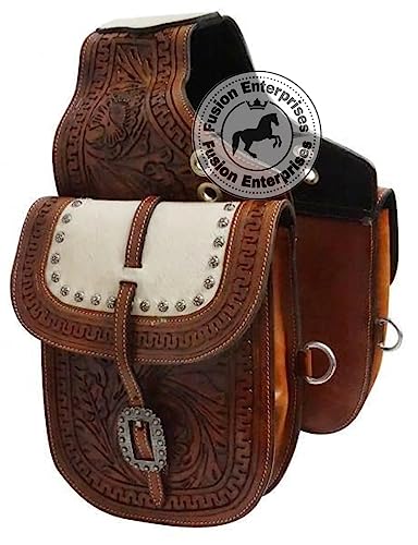 EQUIGEAR Western-Leder-Satteltasche für Pferde | Reitvergnügen Wanderritt geeignet für Reiten und Fassrennen | Satteltasche mit verstellbarem Riemen GRÖSSE: 10"X10"X3" AS-89 von EQUIGEAR