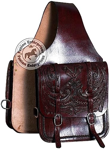 EQUIGEAR Western-Leder-Satteltasche für Pferde | Reitvergnügen Wanderritt geeignet für Reiten und Fassrennen | Satteltasche mit verstellbarem Riemen GRÖSSE: 10"X10"X3" AS-90 von EQUIGEAR