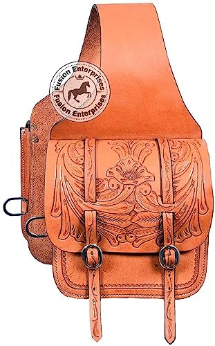 EQUIGEAR Western-Leder-Satteltasche für Pferde | Reitvergnügen Wanderritt geeignet für Reiten und Fassrennen | Satteltasche mit verstellbarem Riemen GRÖSSE: 10"X10"X3" AS-91 von EQUIGEAR