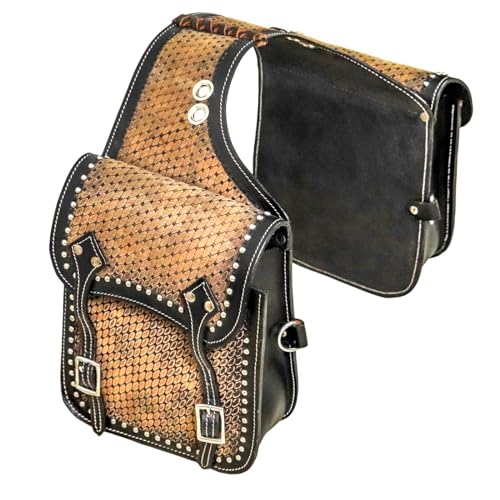 EQUIGEAR Western-Leder-Satteltasche für Pferde | Reitvergnügen Wanderritt geeignet für Reiten und Fassrennen | Satteltasche mit verstellbarem Riemen GRÖSSE: 10"X10"X3" SA-37 von EQUIGEAR