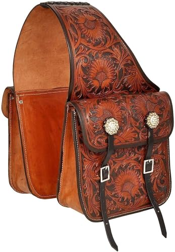 EQUIGEAR Western-Leder-Satteltasche für Pferde | Reitvergnügen Wanderritt geeignet für Reiten und Fassrennen | Satteltasche mit verstellbarem Riemen GRÖSSE: 10"X10"X3" SA-40 von EQUIGEAR