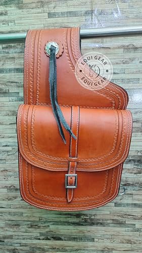 EQUIGEAR Western-Leder-Satteltasche für Pferde | Reitvergnügen Wanderritt geeignet für Reiten und Fassrennen | Satteltasche mit verstellbarem Riemen GRÖSSE: 10"X10"X3" SA-69 von EQUIGEAR