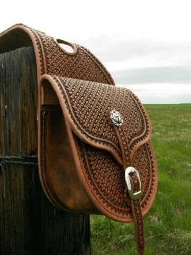 EQUIGEAR Western-Leder-Satteltasche für Pferde | Reitvergnügen Wanderritt geeignet für Reiten und Fassrennen | Satteltasche mit verstellbarem Riemen GRÖSSE: 10"X10"X3" SA-76 von EQUIGEAR